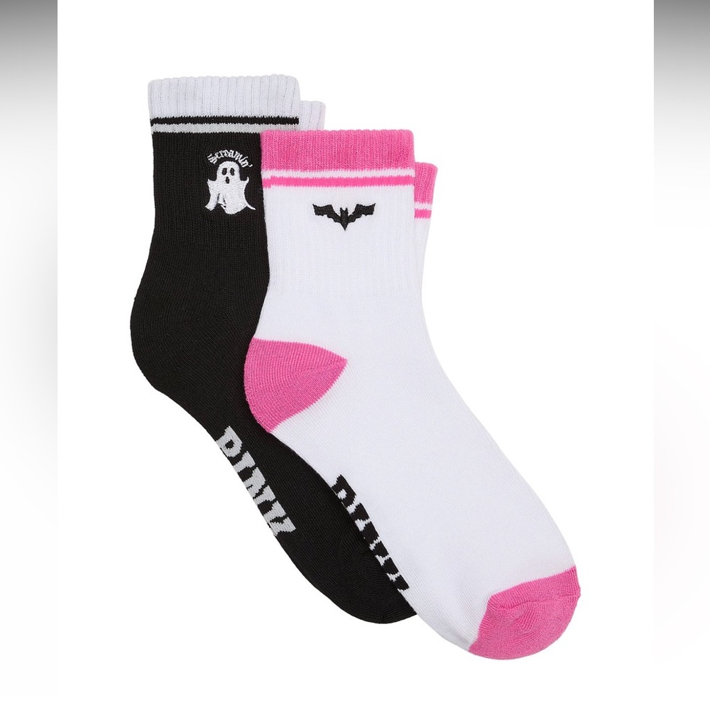 VS PINK Halloween Bat & Ghost 2-Pack Quarter Socks NEW